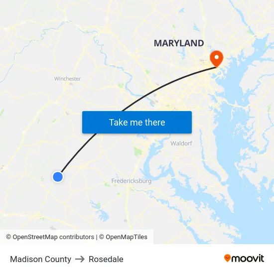 Madison County to Rosedale map