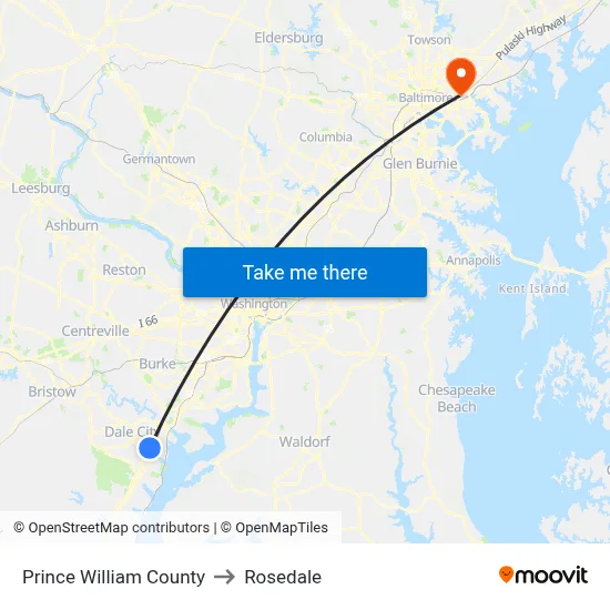 Prince William County to Rosedale map