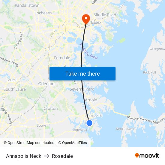 Annapolis Neck to Rosedale map