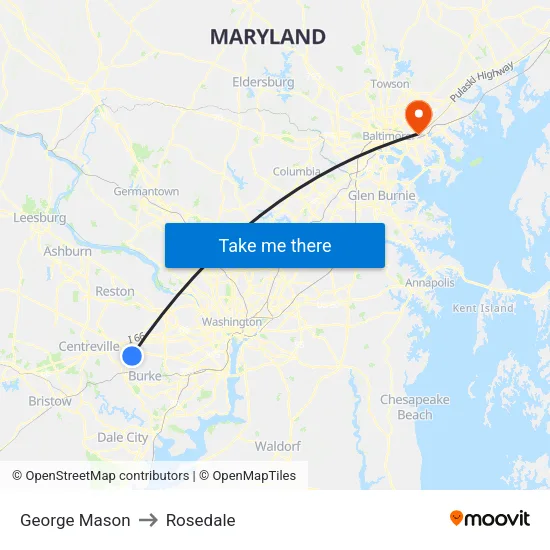 George Mason to Rosedale map