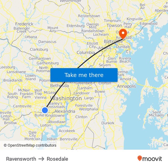 Ravensworth to Rosedale map