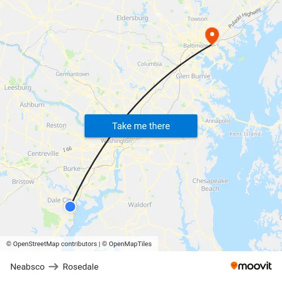Neabsco to Rosedale map