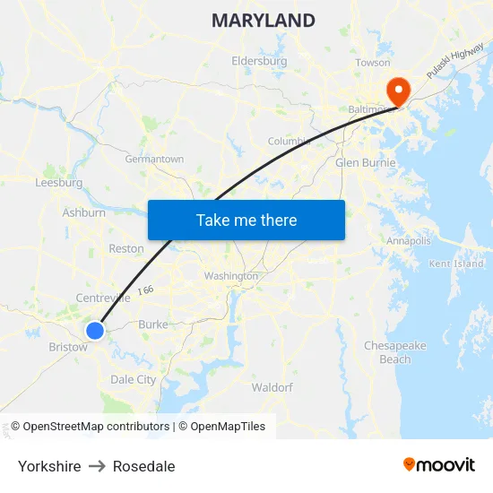 Yorkshire to Rosedale map