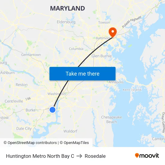 Huntington Metro North Bay C to Rosedale map