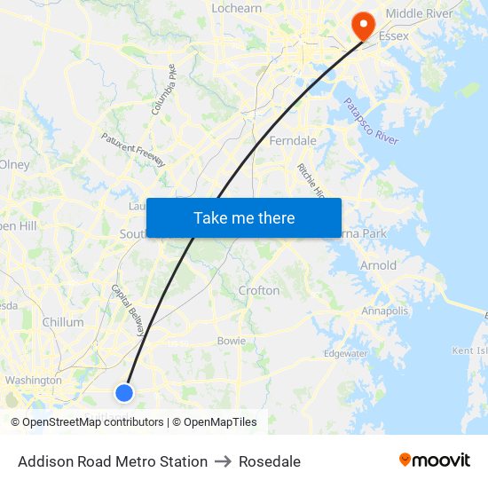 Addison Road Metro Station to Rosedale map