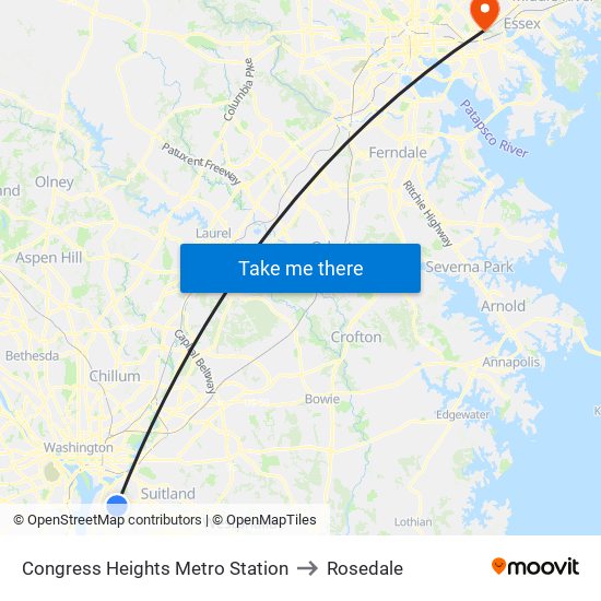 Congress Heights Metro Station to Rosedale map