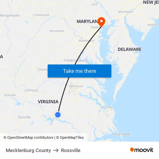 Mecklenburg County to Rossville map