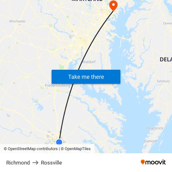 Richmond to Rossville map