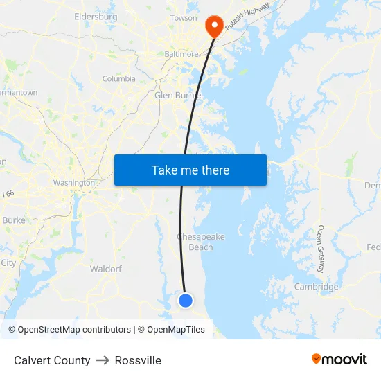 Calvert County to Rossville map