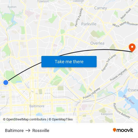 Baltimore to Rossville map