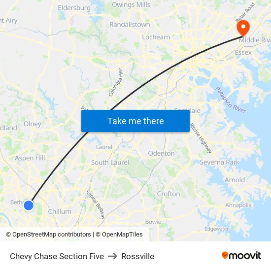 Chevy Chase Section Five to Rossville map