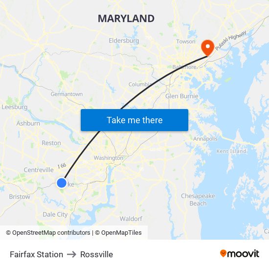 Fairfax Station to Rossville map