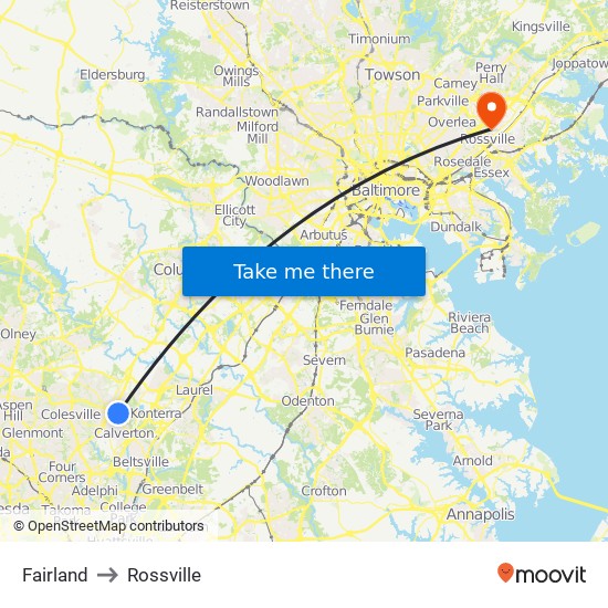 Fairland to Rossville map