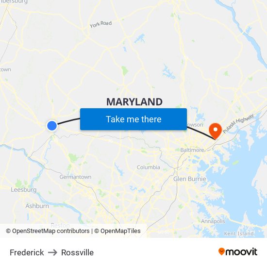 Frederick to Rossville map