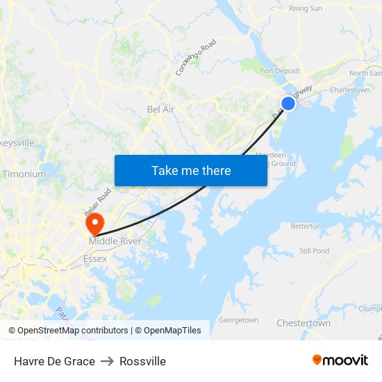 Havre De Grace to Rossville map