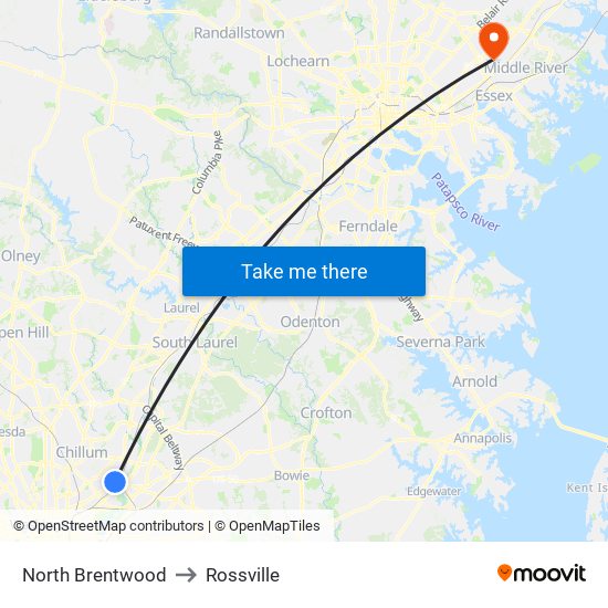 North Brentwood to Rossville map