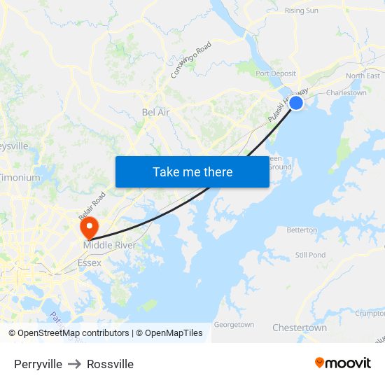 Perryville to Rossville map