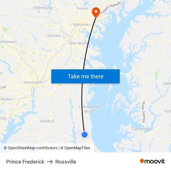 Prince Frederick to Rossville map