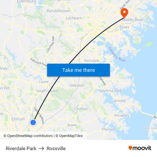 Riverdale Park to Rossville map