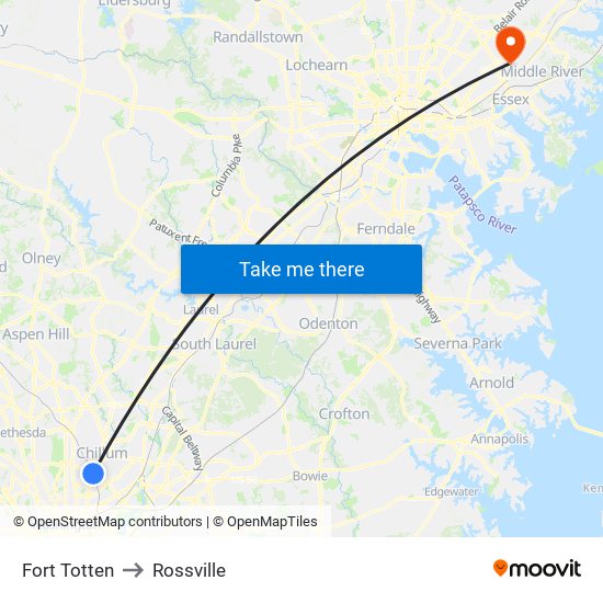 Fort Totten to Rossville map