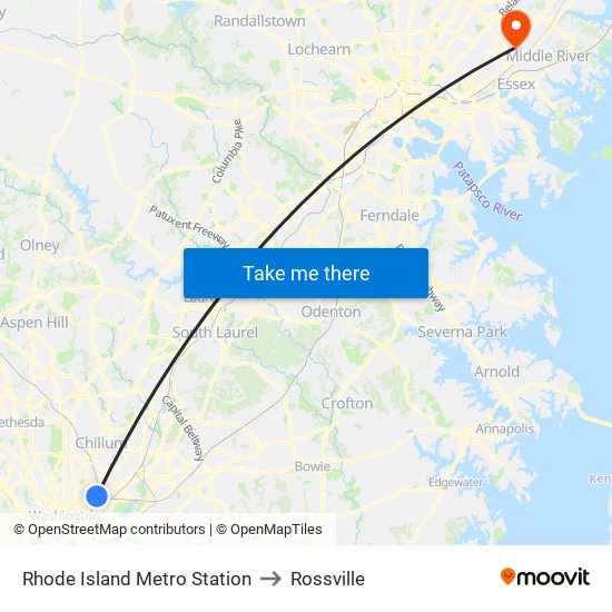 Rhode Island Metro Station to Rossville map