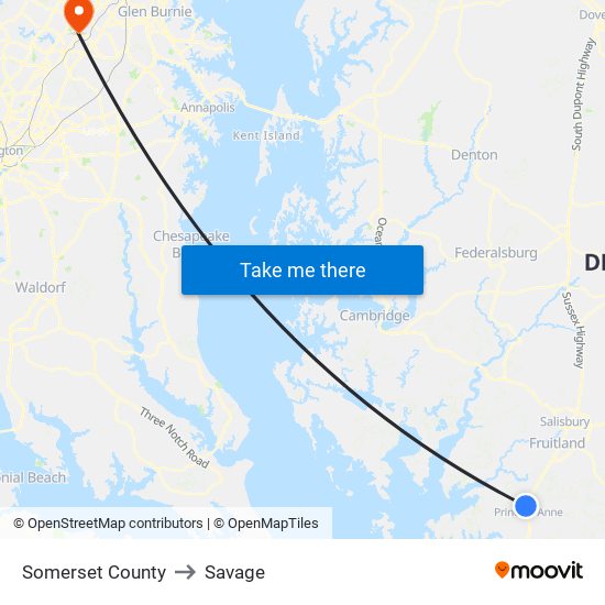 Somerset County to Savage map