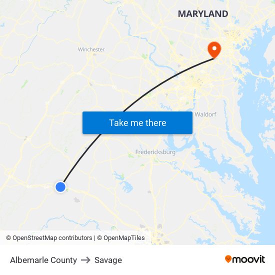 Albemarle County to Savage map