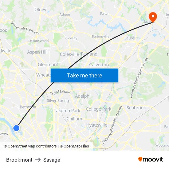 Brookmont to Savage map