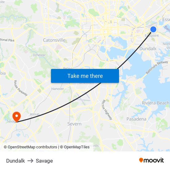 Dundalk to Savage map