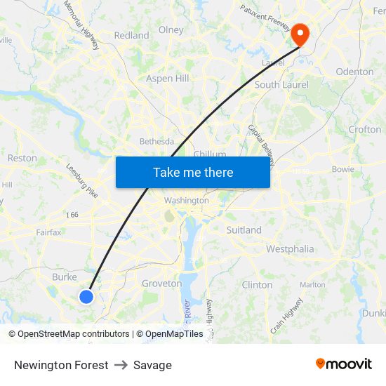 Newington Forest to Savage map