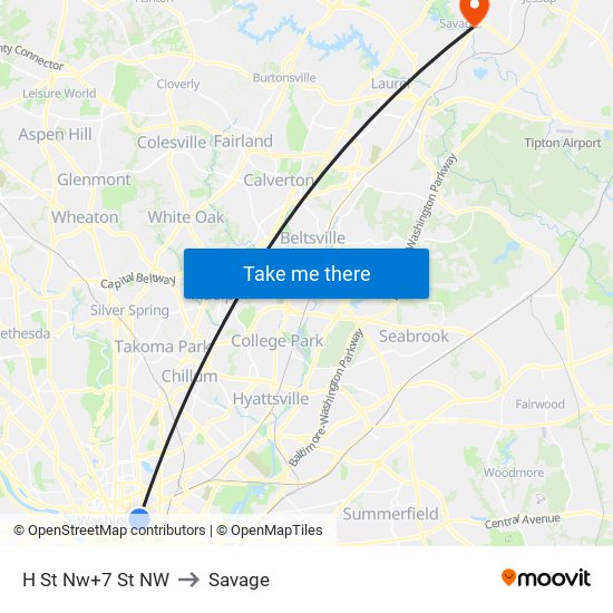 H St Nw+7 St NW to Savage map