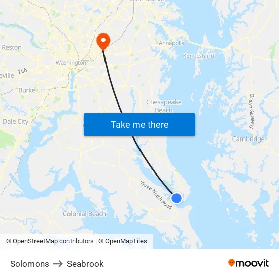 Solomons to Seabrook map