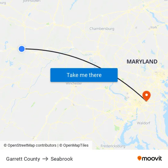 Garrett County to Seabrook map