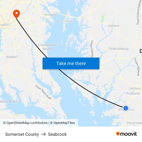 Somerset County to Seabrook map