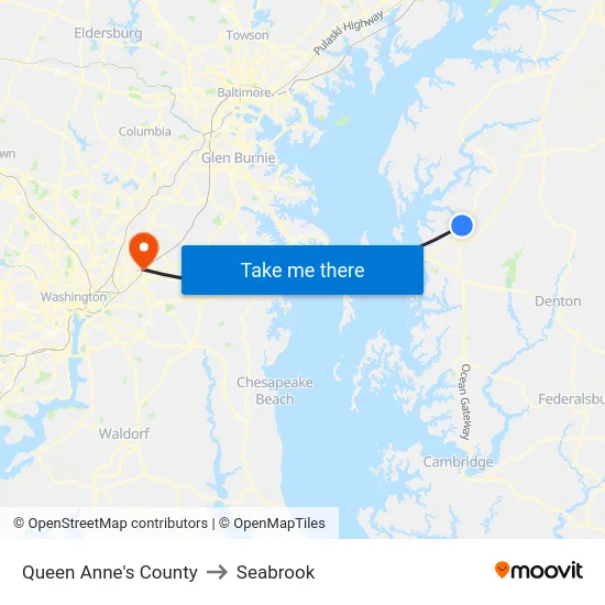 Queen Anne's County to Seabrook map
