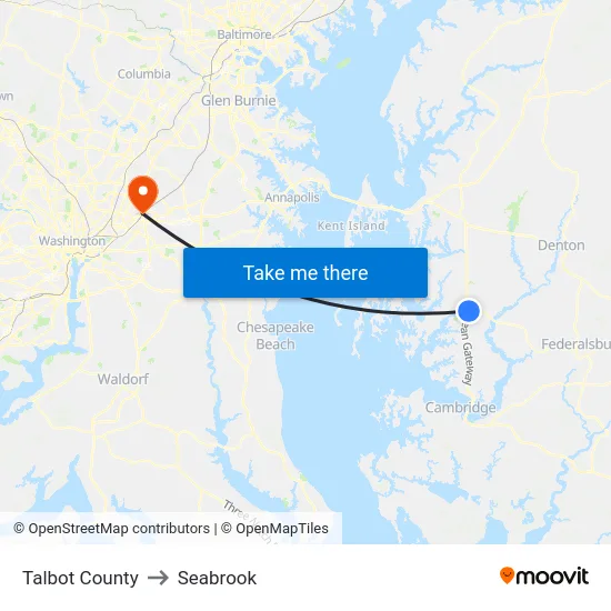 Talbot County to Seabrook map