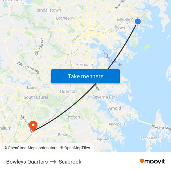 Bowleys Quarters to Seabrook map