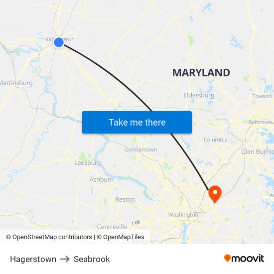 Hagerstown to Seabrook map