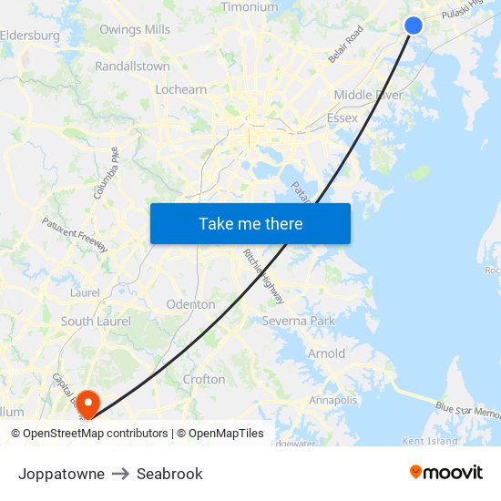 Joppatowne to Seabrook map