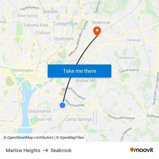 Marlow Heights to Seabrook map