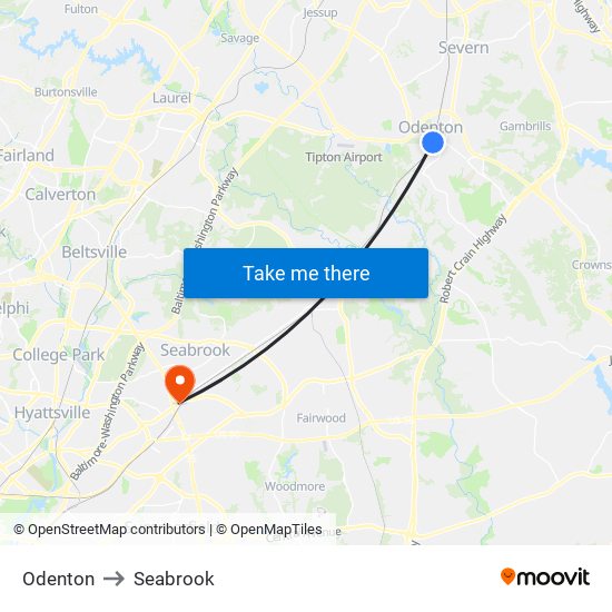 Odenton to Seabrook map