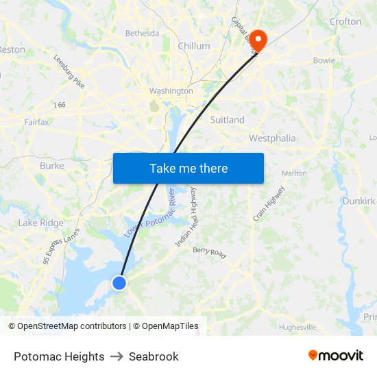 Potomac Heights to Seabrook map