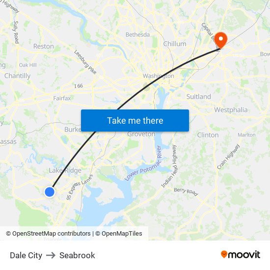 Dale City to Seabrook map