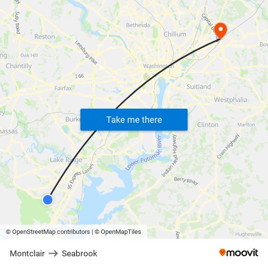 Montclair to Seabrook map