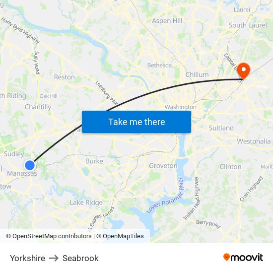 Yorkshire to Seabrook map