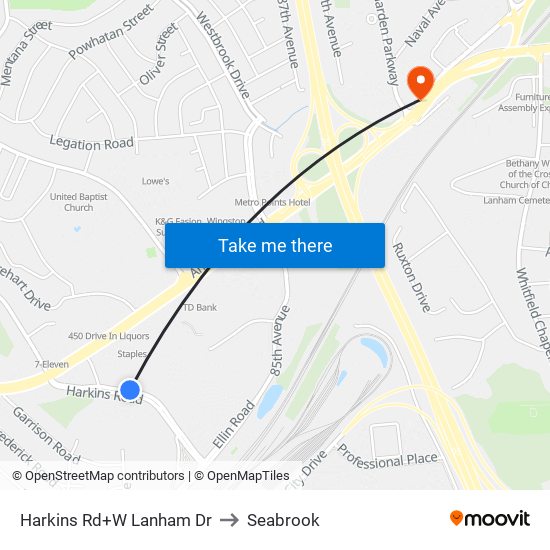 Harkins Rd+W Lanham Dr to Seabrook map