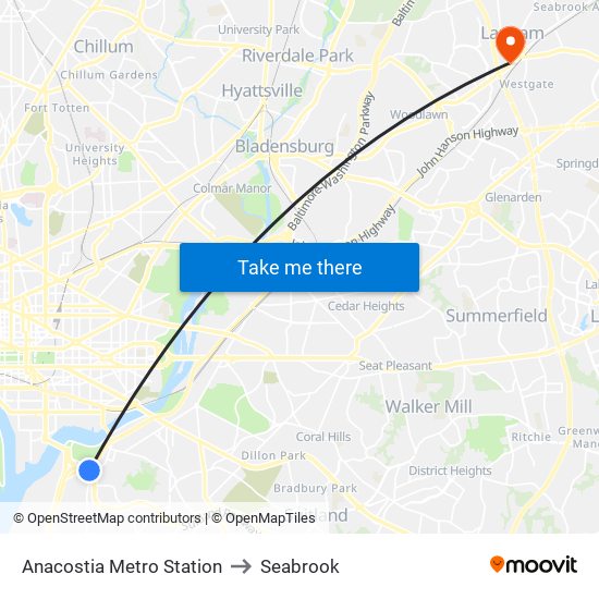 Anacostia Metro Station to Seabrook map