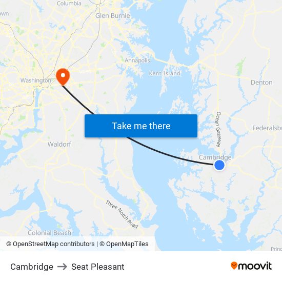 Cambridge to Seat Pleasant map