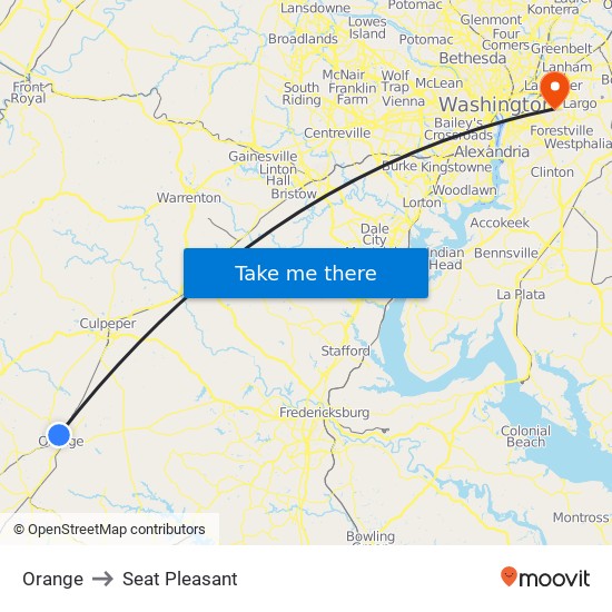 Orange to Seat Pleasant map