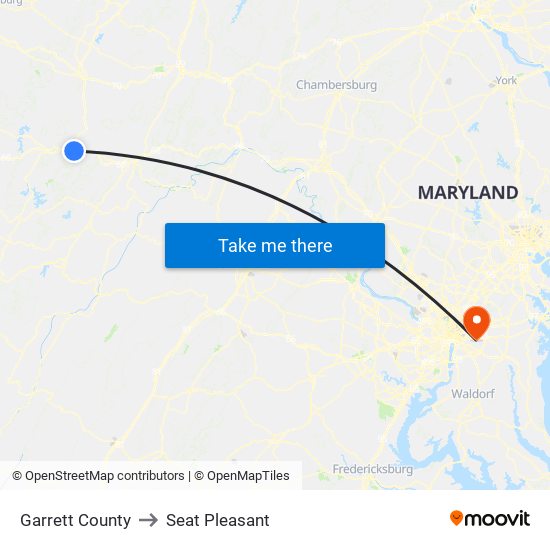 Garrett County to Seat Pleasant map